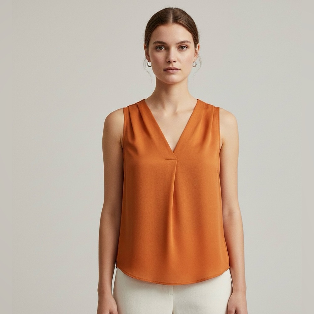 Lauren Ralph Lauren Rust Orange V-Neck Sleeveless Tank Top